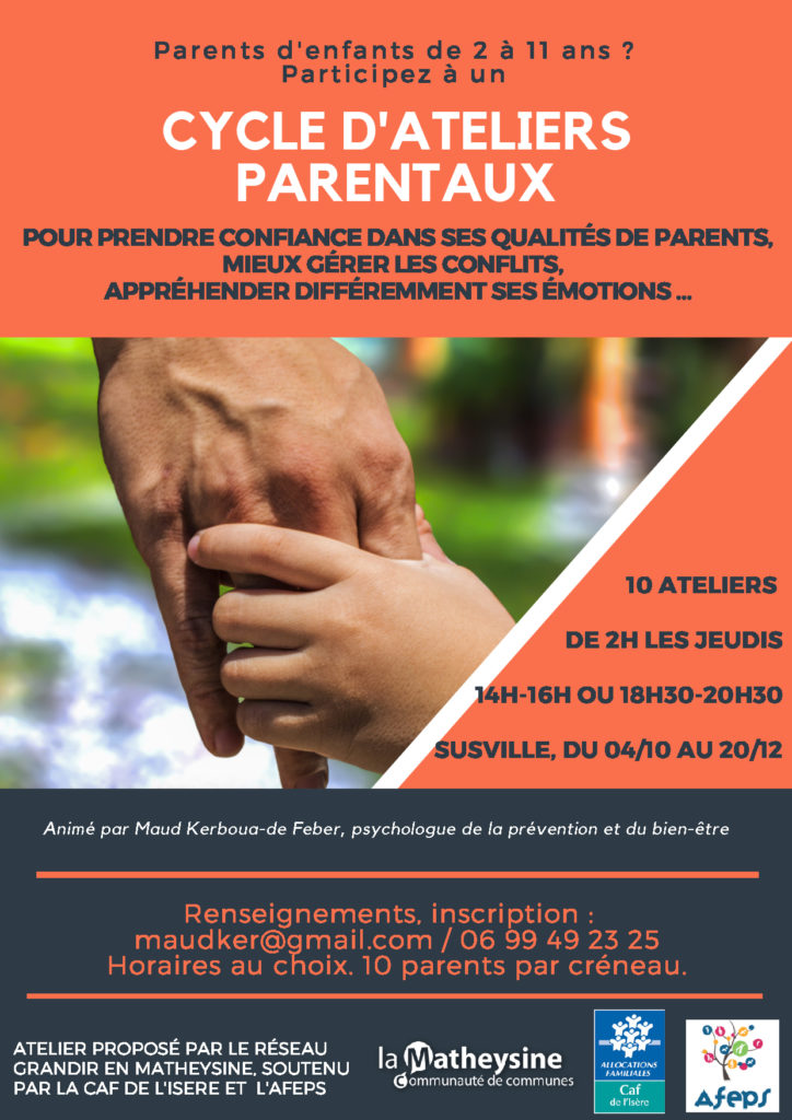 Le réseau grandir en matheysine vous proposent des Ateliers parentaux