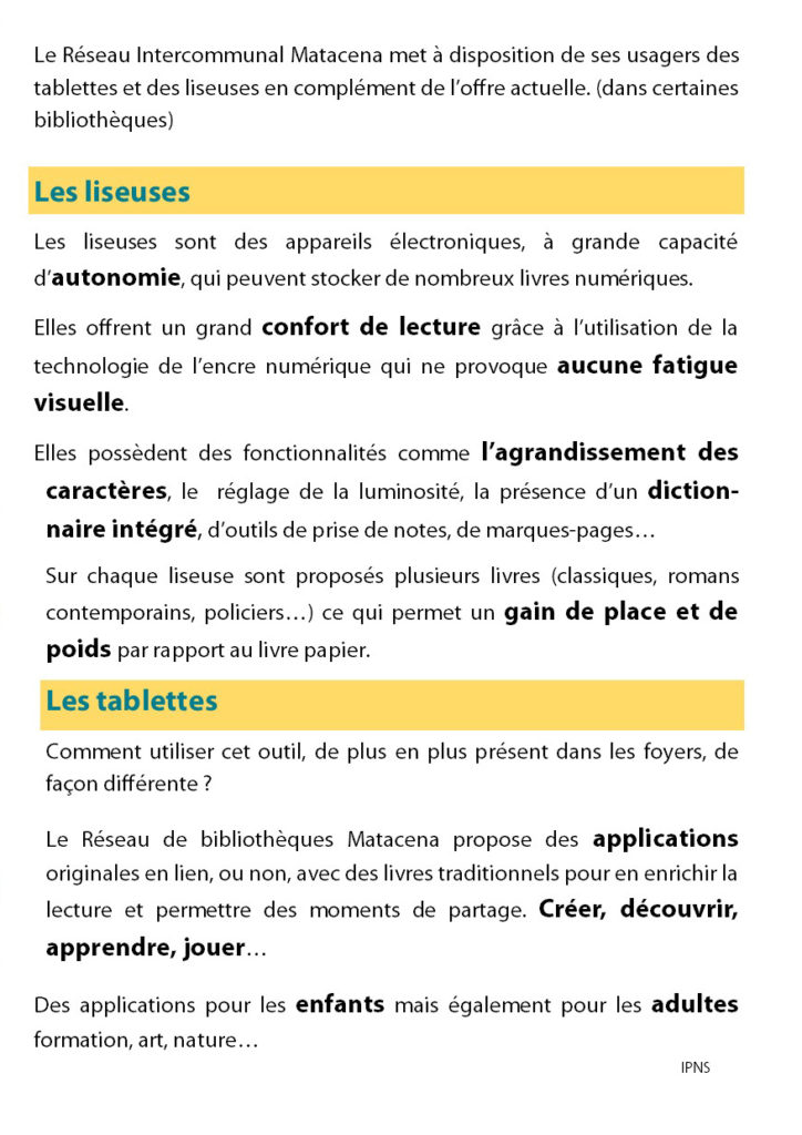 Liseuses et Tablettes réseau de lecture